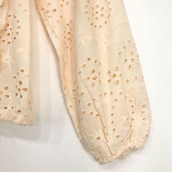 JOIE Cream Eyelet Lace Ruffle Long Sleeve Blouse NEW With Tags - Picture 8 of 14